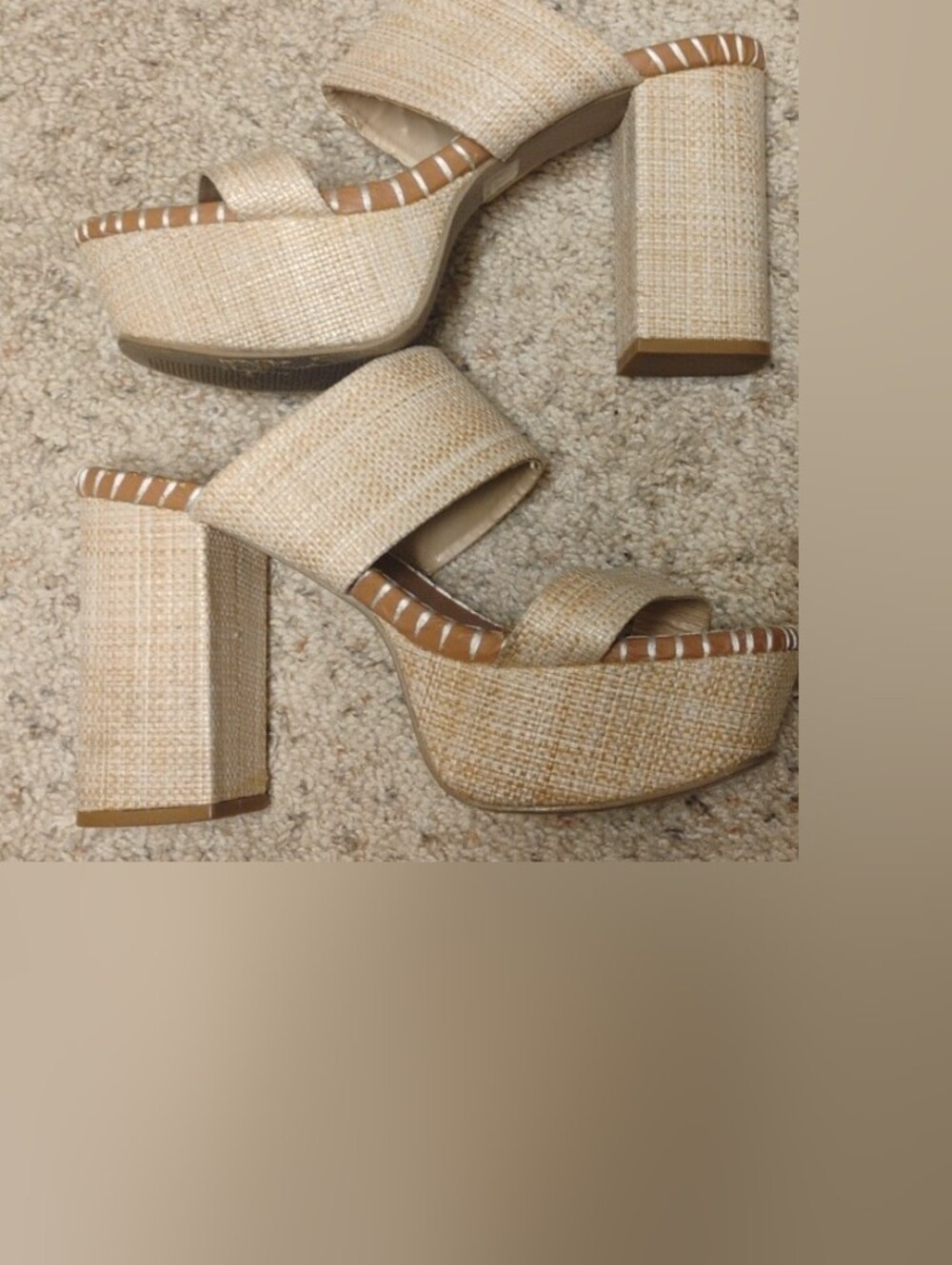 Womens Nordstrom Wilddiva Neutral Woven Platform Sandals - Beige Sz 9